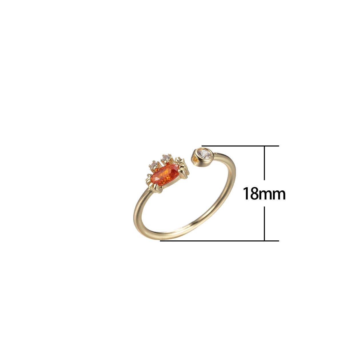 Dainty Crab Ring Gold Band Animal Ring Micro Pave Open Ring O-982