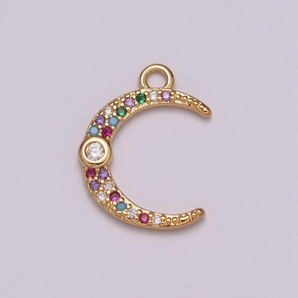 Dainty Crescent Moon Charm Celestial Jewelry Micro Pave Moon Shape Curve Gold Pendant for Necklace Earring Bracelet Supply M-767