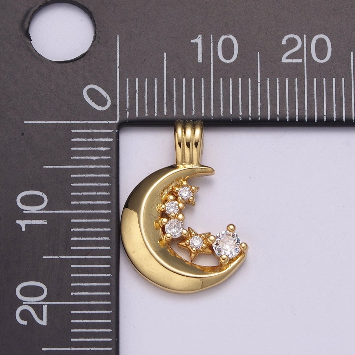 Dainty Crescent Moon With Cz Star Charm Pendant N-525