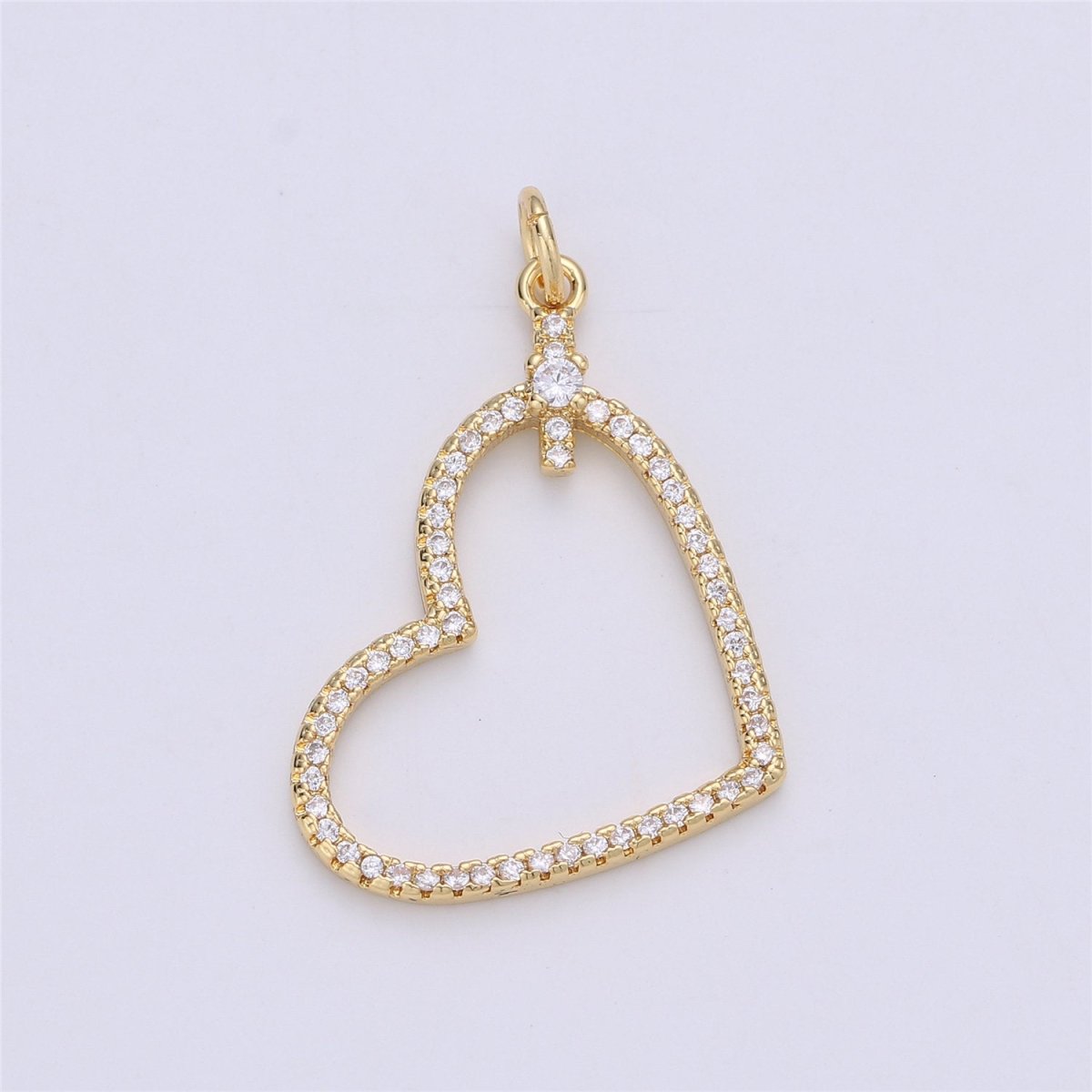 Dainty Cubic Micro Pave Hanging Heart Pendant Love Charm for Necklace Earring Bracelet Component C-736