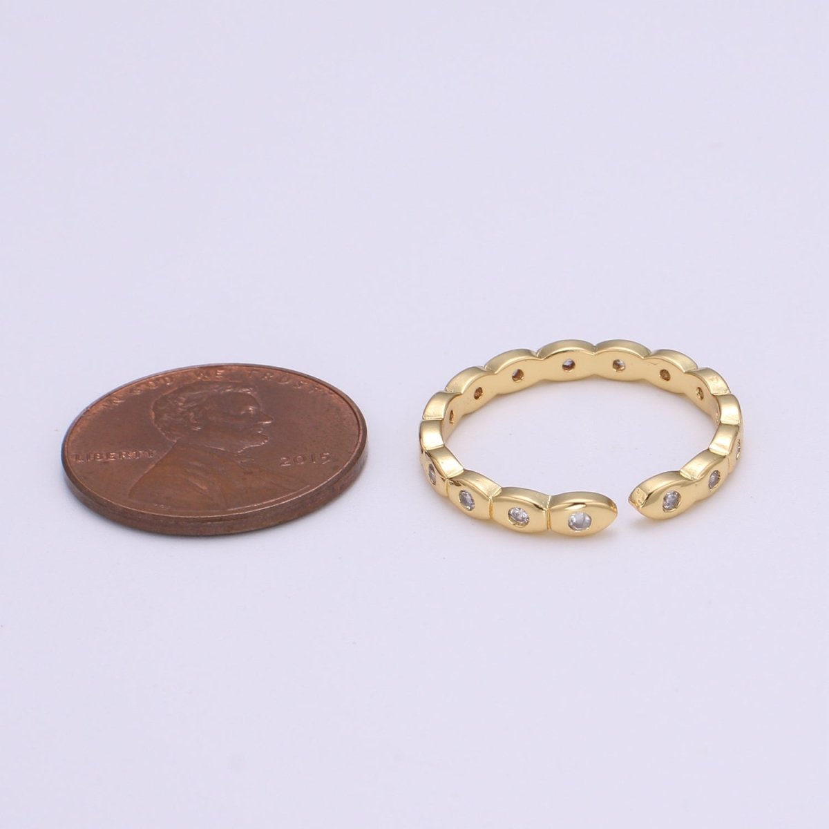 Dainty Cubic Mini Ring Simple Gold Charm, CZ Ring, Open Adjustable ring O-291