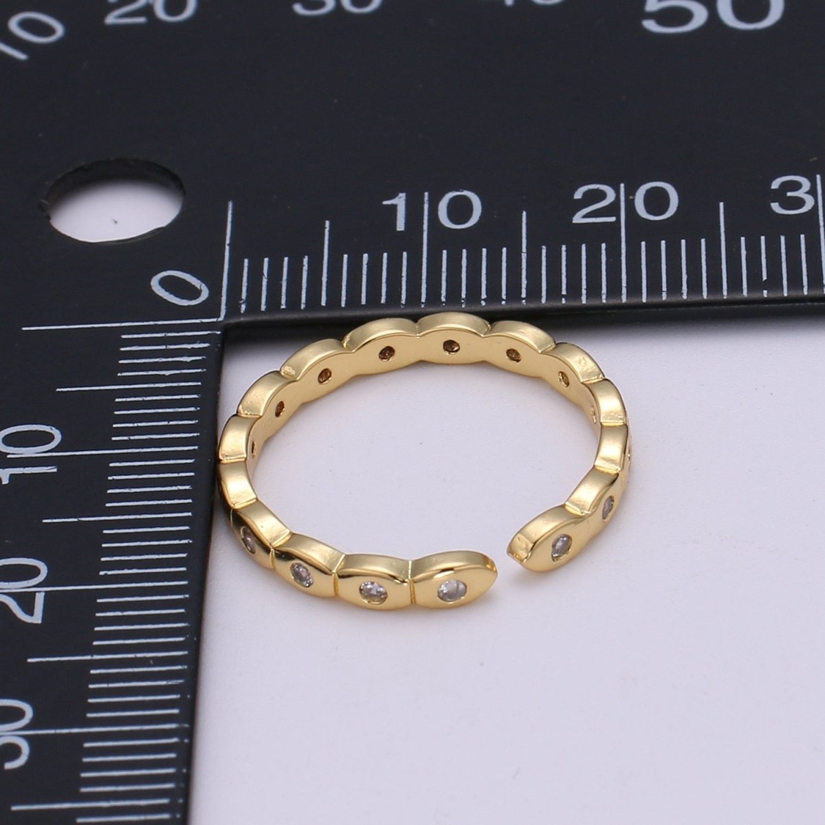 Dainty Cubic Mini Ring Simple Gold Charm, CZ Ring, Open Adjustable ring O-291