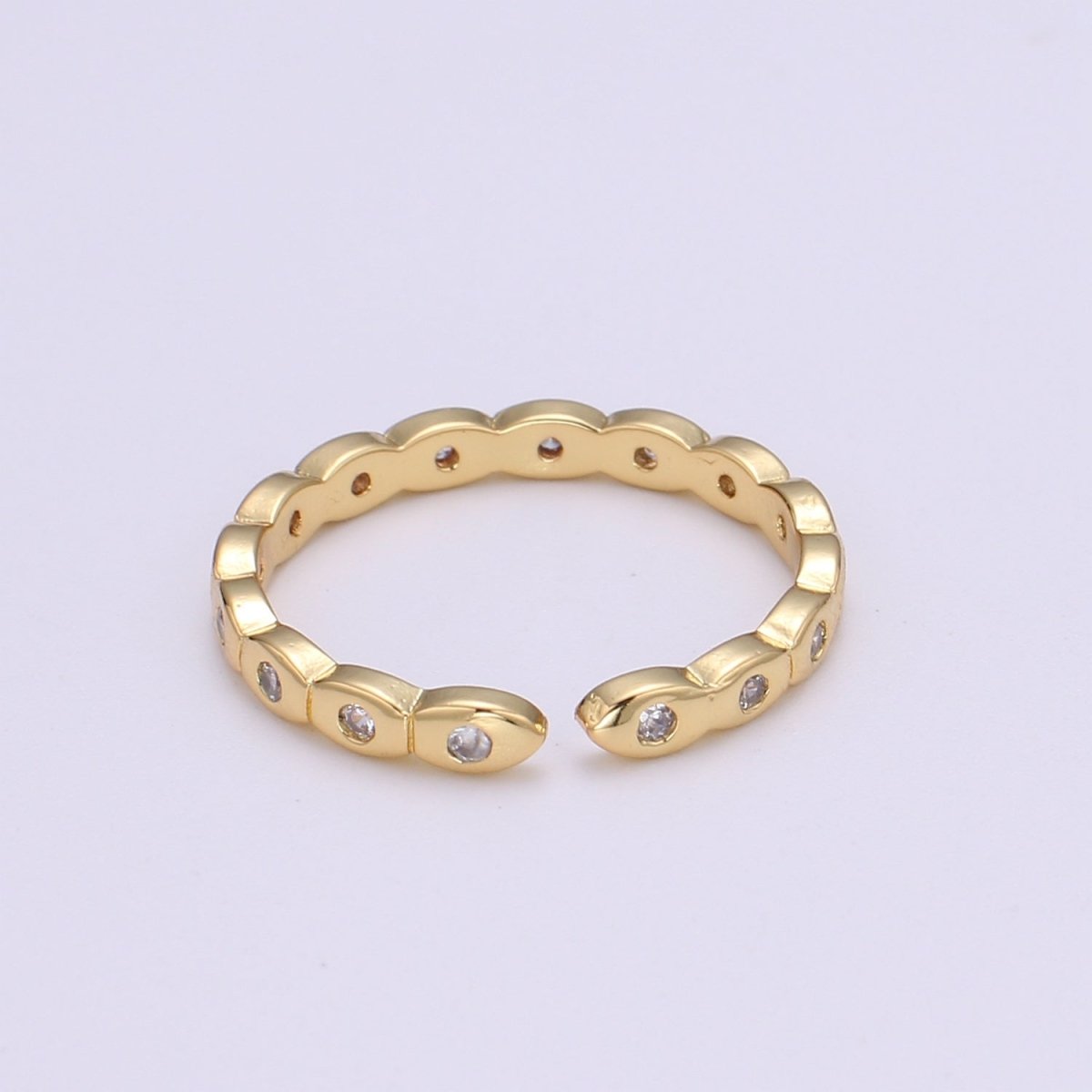 Dainty Cubic Mini Ring Simple Gold Charm, CZ Ring, Open Adjustable ring O-291