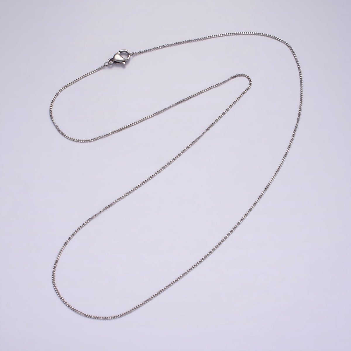 Dainty Curb Chain Necklace Stainless Steel 20 inch Necklace in Silver | WA-2388