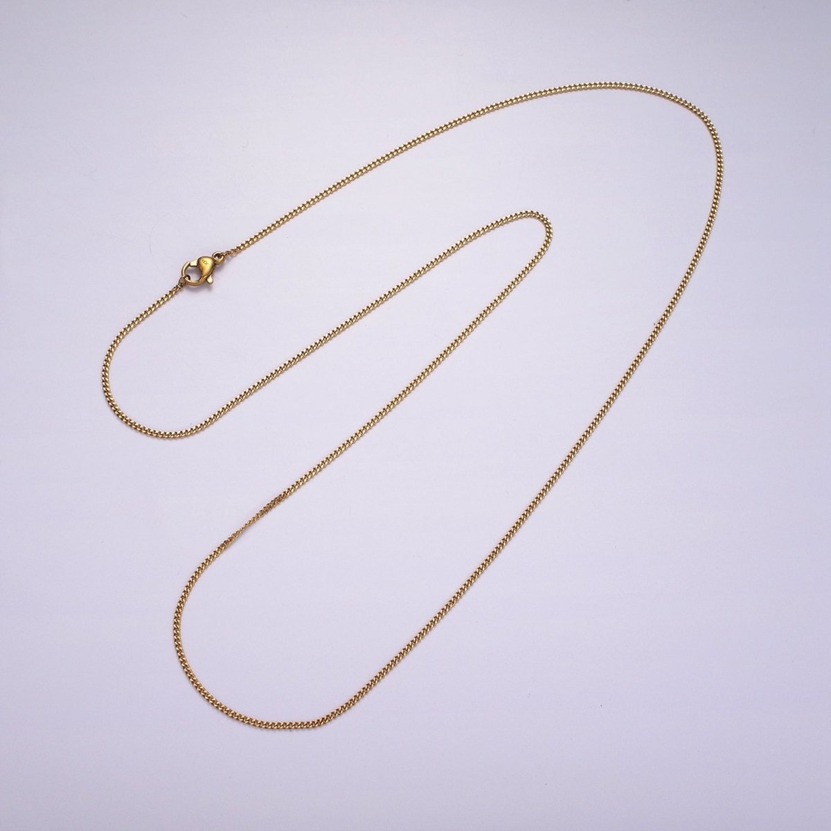 Dainty Curb Chain Necklace Stainless Steel 23.8 inch Necklace in Gold | WA-2361