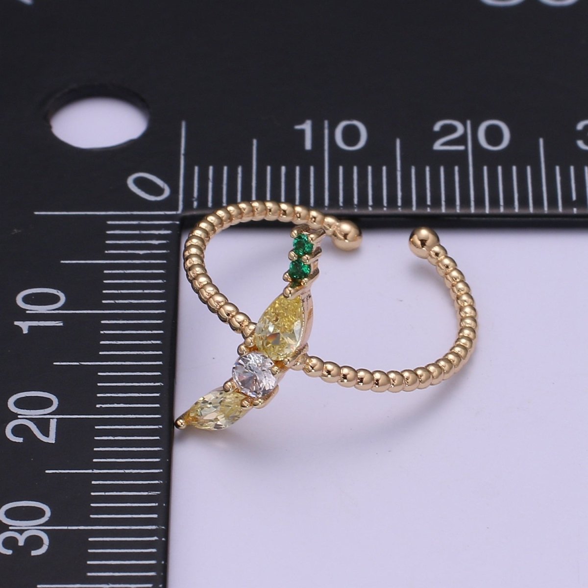 Dainty Cute Banana CZ Bubble Band Adjustable Ring  O-324