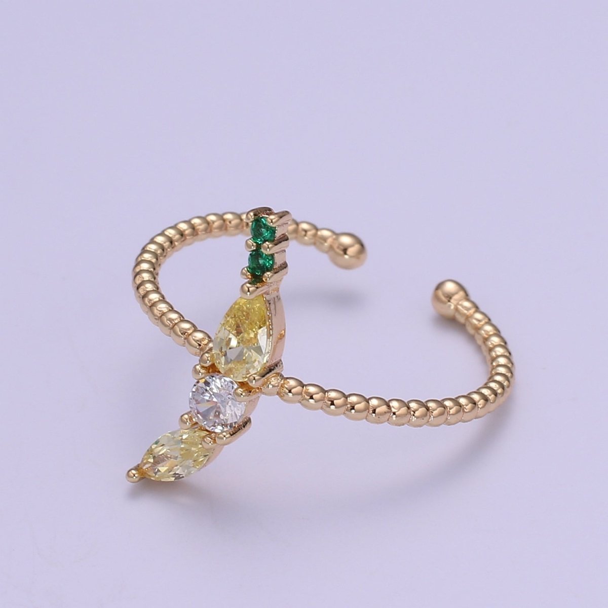 Dainty Cute Banana CZ Bubble Band Adjustable Ring  O-324