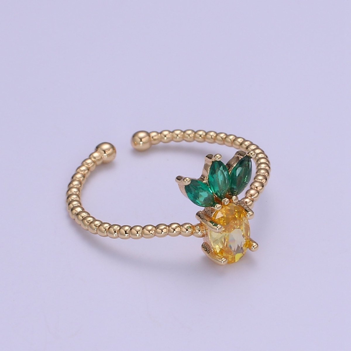 Dainty Cute Pineapple CZ Bubble Band Adjustable Ring O-323