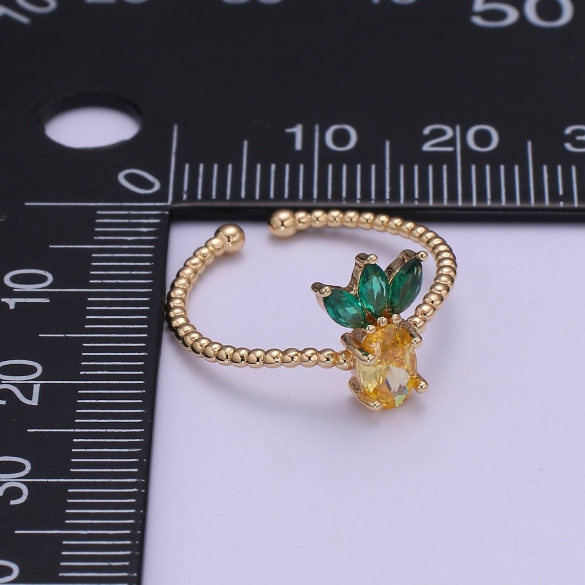 Dainty Cute Pineapple CZ Bubble Band Adjustable Ring O-323