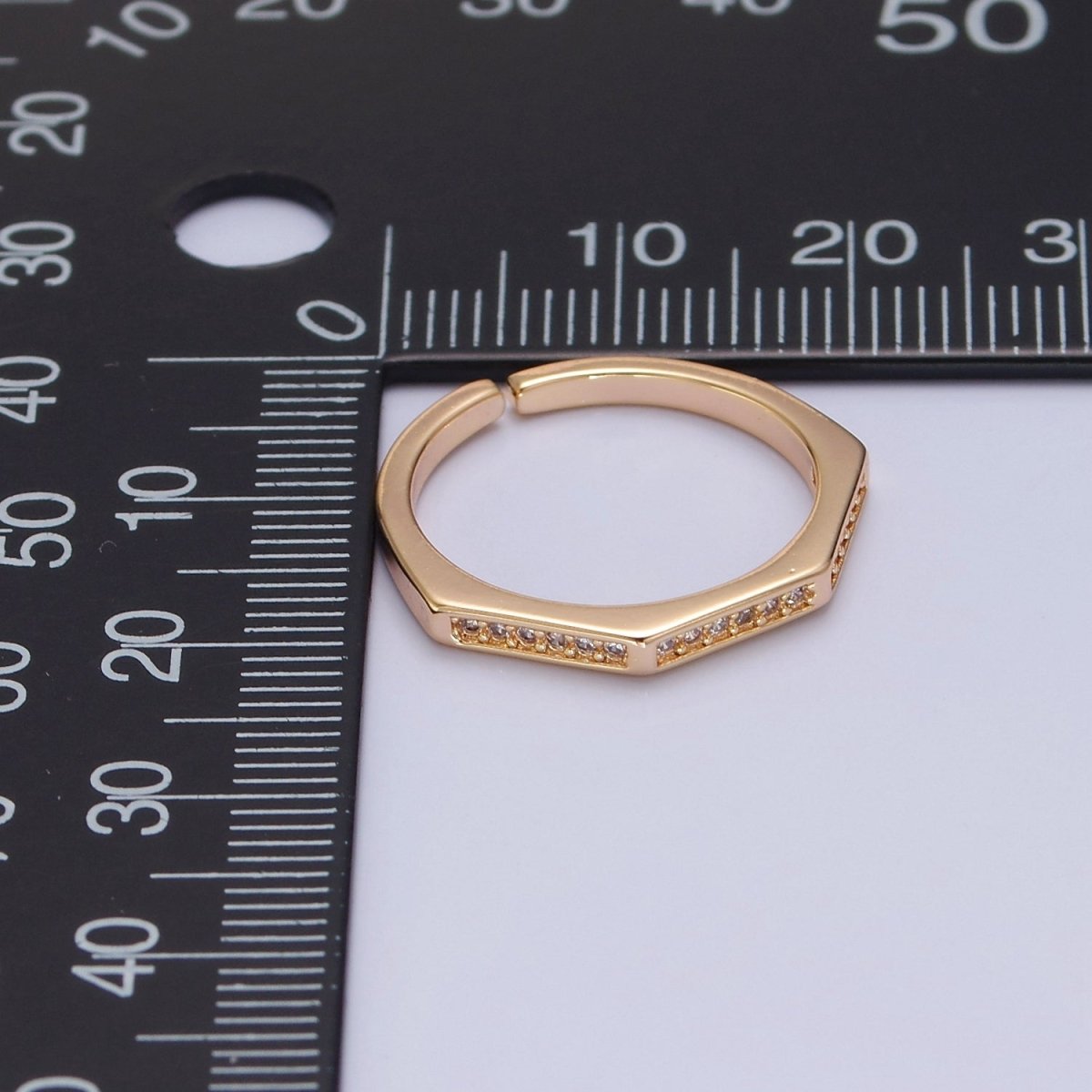 Dainty Cz Octagon Ring, Geometric Ring Dainty Gold Filled Ring, Stacking Ring O-2148