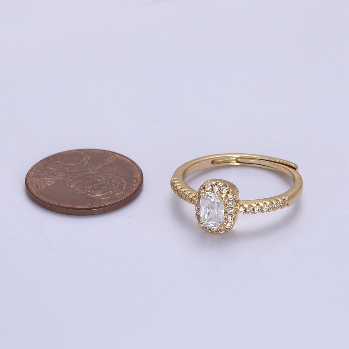 Dainty CZ Rectangle Ring Gold Ring Zircon Jewelry Rectangle Promise Ring Adjustable Ring Minimalist Jewelry U-499