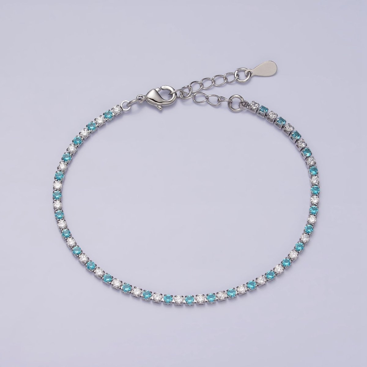 Dainty Diamond CZ Tennis Bracelet Blue Green Red Clear Cz Stone Tennis Bracelet | WA-1770 - WA-1777
