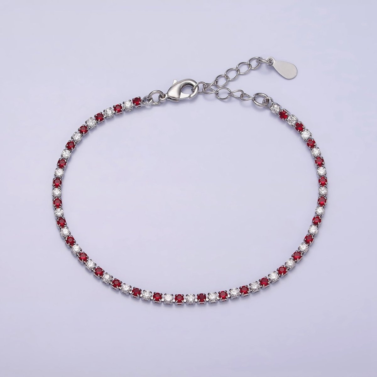 Dainty Diamond CZ Tennis Bracelet Blue Green Red Clear Cz Stone Tennis Bracelet | WA-1770 - WA-1777
