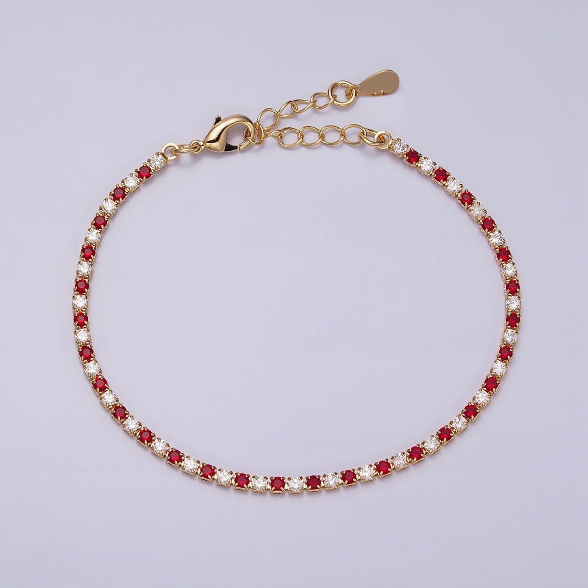 Dainty Diamond CZ Tennis Bracelet Blue Green Red Clear Cz Stone Tennis Bracelet | WA-1770 - WA-1777