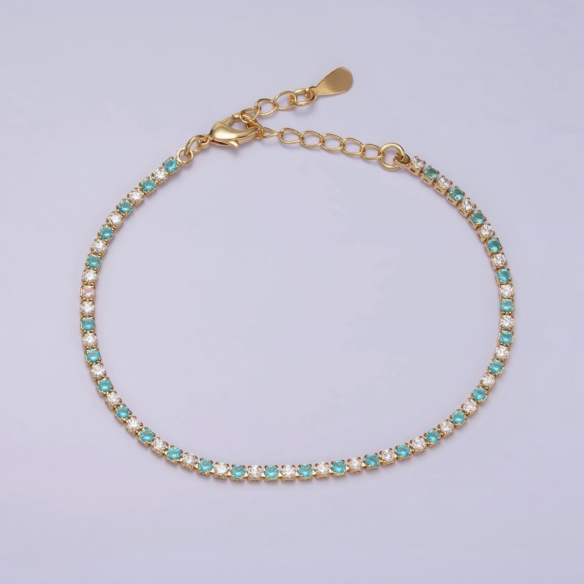 Dainty Diamond CZ Tennis Bracelet Blue Green Red Clear Cz Stone Tennis Bracelet | WA-1770 - WA-1777