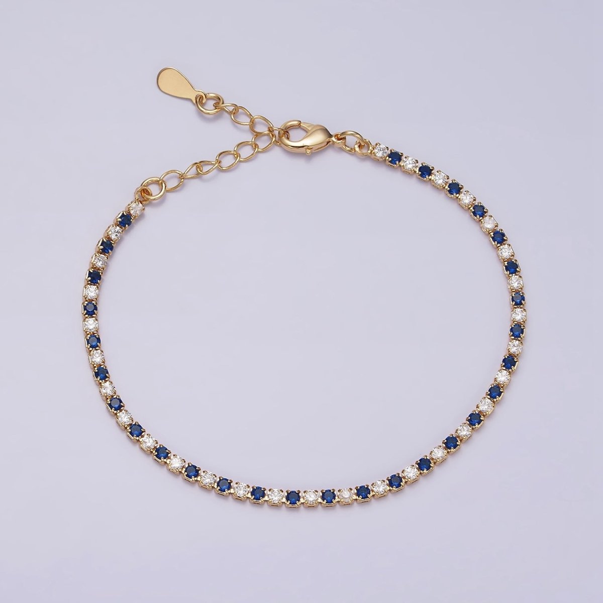 Dainty Diamond CZ Tennis Bracelet Blue Green Red Clear Cz Stone Tennis Bracelet | WA-1770 - WA-1777