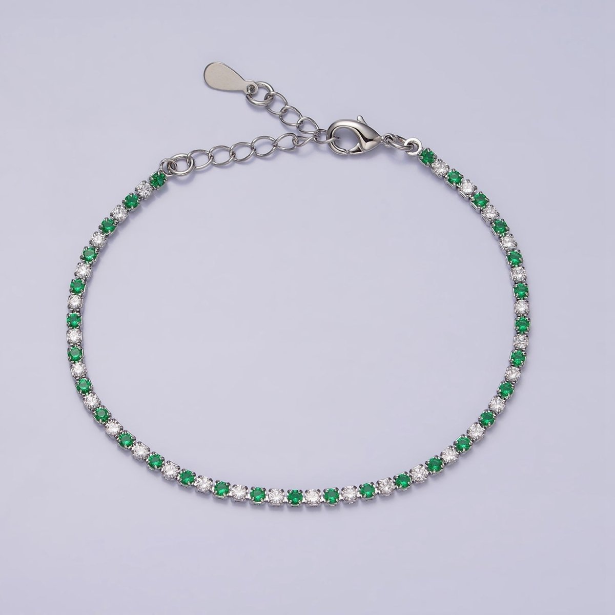 Dainty Diamond CZ Tennis Bracelet Blue Green Red Clear Cz Stone Tennis Bracelet | WA-1770 - WA-1777