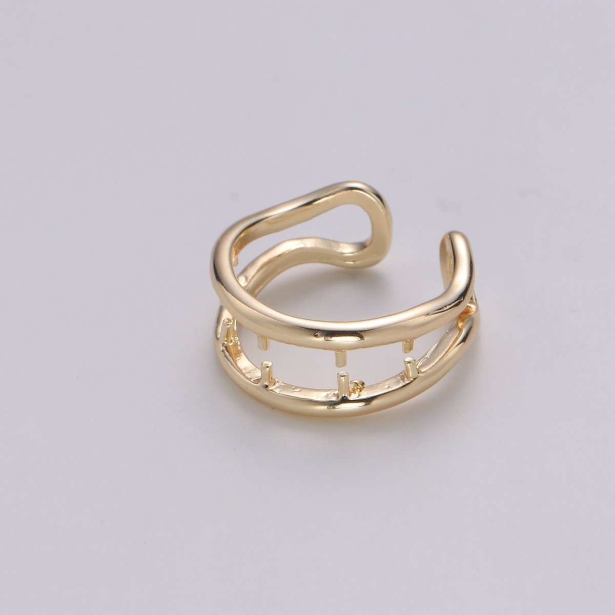 Dainty Double Band Ring, Two Band Ring, Dainty Stackable Band, Minimal Ring, Gold Vemreil Band, Ring for Women Valentine Gift R-139
