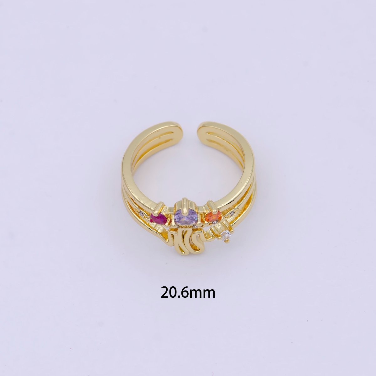 Dainty Double Layer CZ Crown Ring Stackable Ring S-395