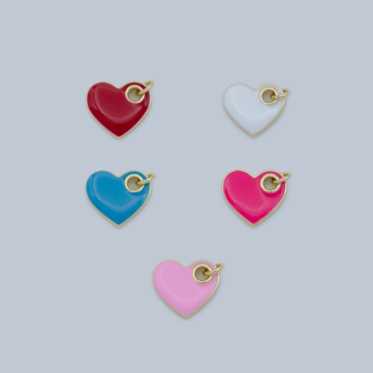 Dainty Enamel Heart Charm Colorful Sideways Heart Pendant Necklace Earring Bracelet Supply for Love Dainty Minimalist Heart Blue Pink Red M-298-M-302