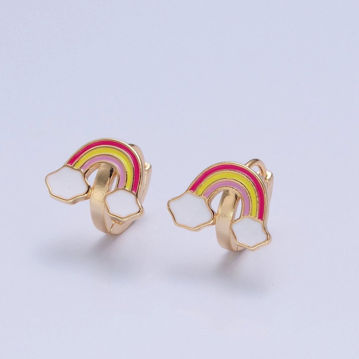 Dainty Enamel Rainbow Huggie Earring Kawaii Cloud Earring T-433