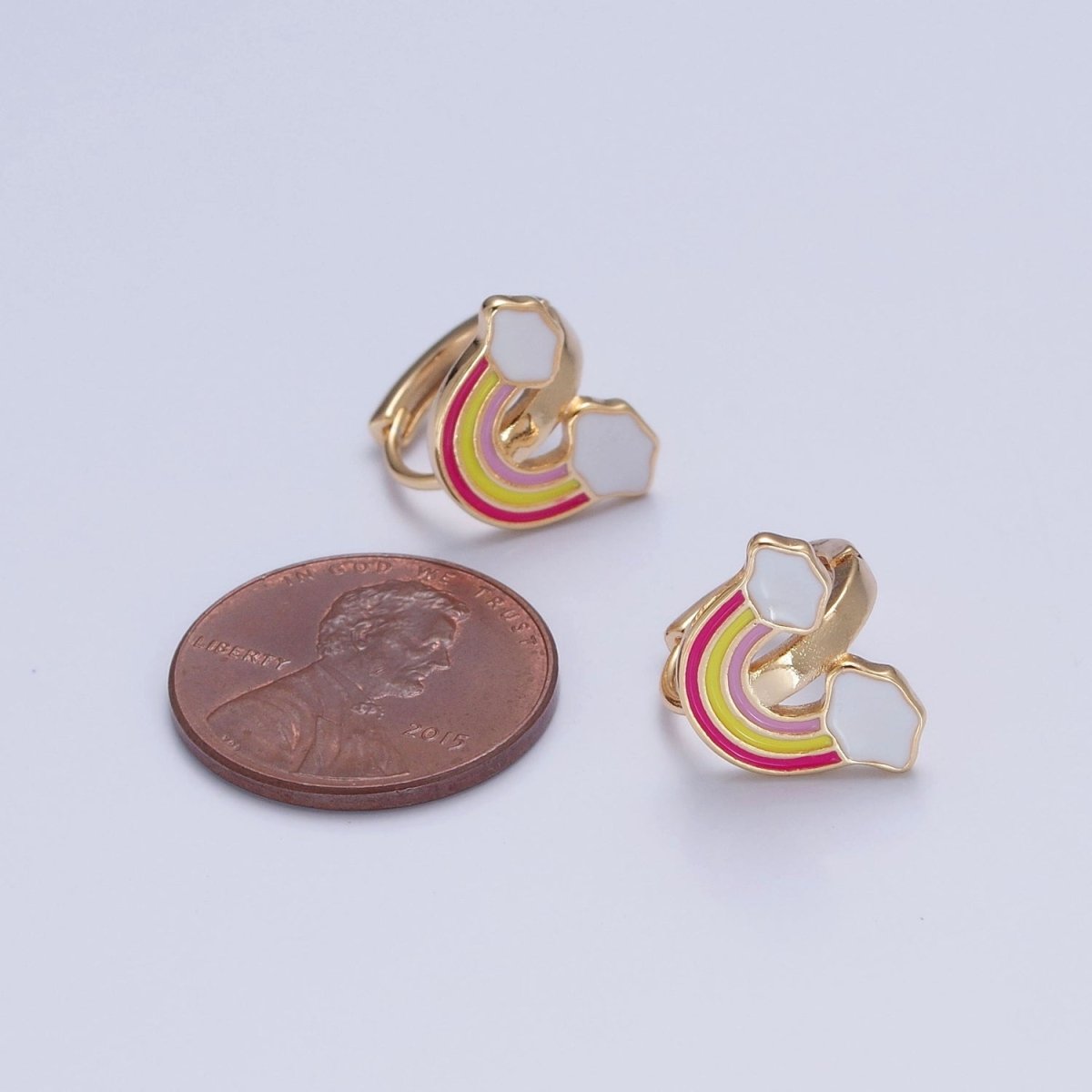 Dainty Enamel Rainbow Huggie Earring Kawaii Cloud Earring T-433