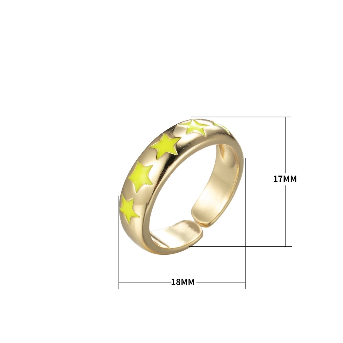Dainty Enamel Star Ring Open Adjustable Gold Filled Stackable Celestial Ring