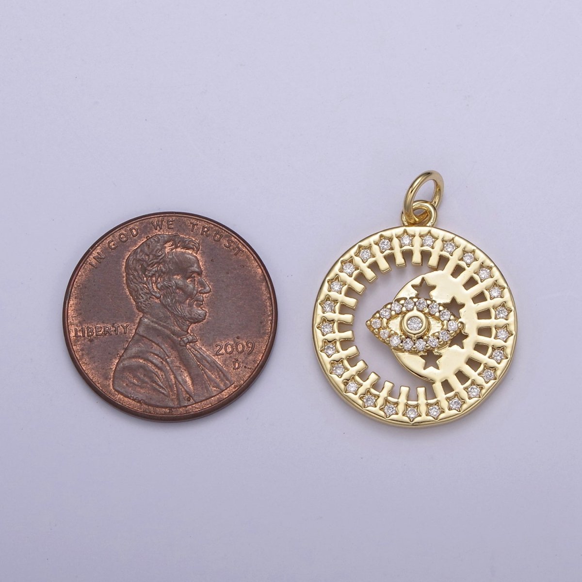 Dainty Evil Eye Charm Coin Round Medallion Add on Charm for Necklace Bracelet Supply N-671 N-672