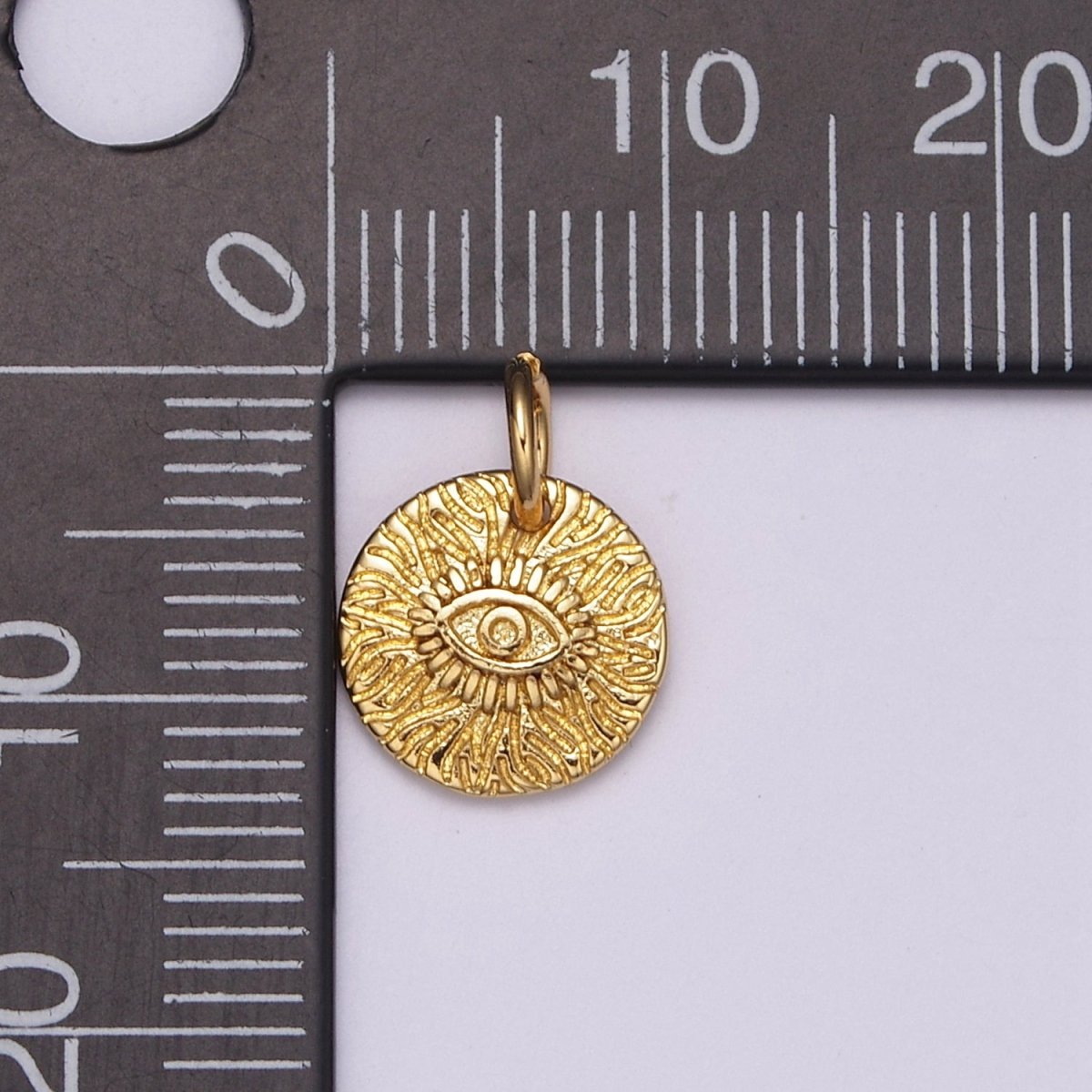 Dainty Evil Eye Charm Designs Protection Coin Greek Charm Jewelry Gold Pendant Necklace Earrings Medallion N-232