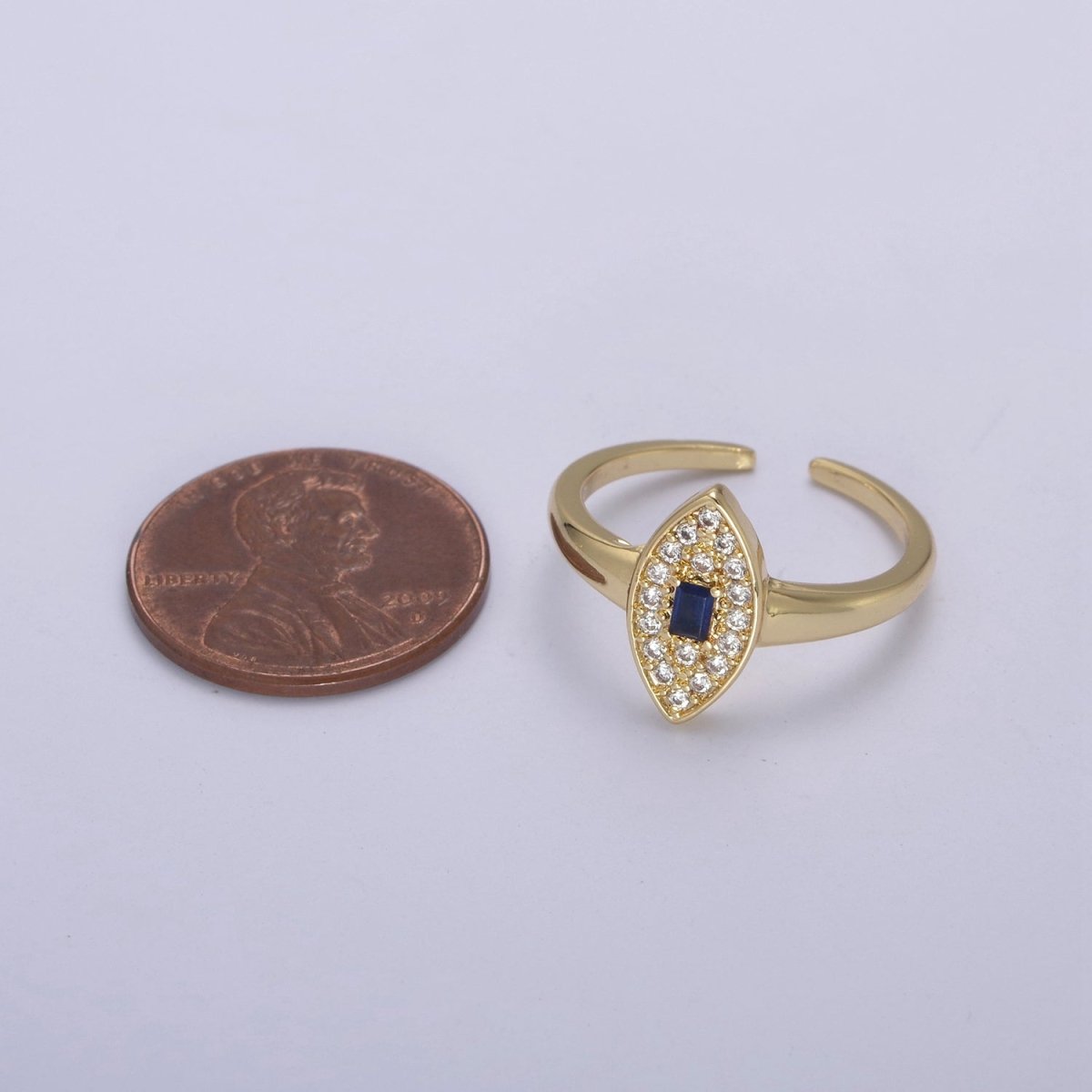 Dainty Evil Eye Cz Ring Minimalist Jewelry Gold Filled Open Adjustable Ring U-276 ~ U-280