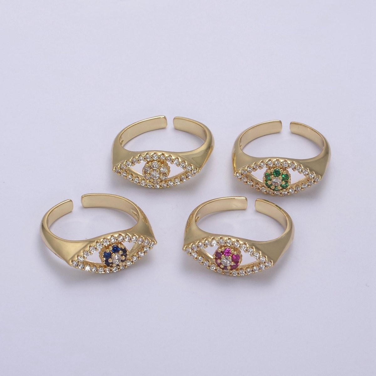 Dainty Evil Eye Stacking Ring, Gold Minimalist Ring, Simple CZ Ring, Gold Fill Ring, Thin Ring, Delicate Ring, Gift for her U-281 ~ U-283