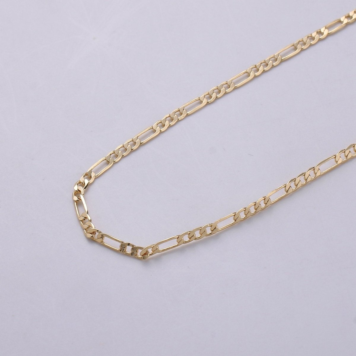 Dainty Figaro Chain 2.5mm width, 16K Gold Filled, brass chain by Yard, Nickel free, Thin Flat Minimalist Jewelry making, Necklace chain  | ROLL-275