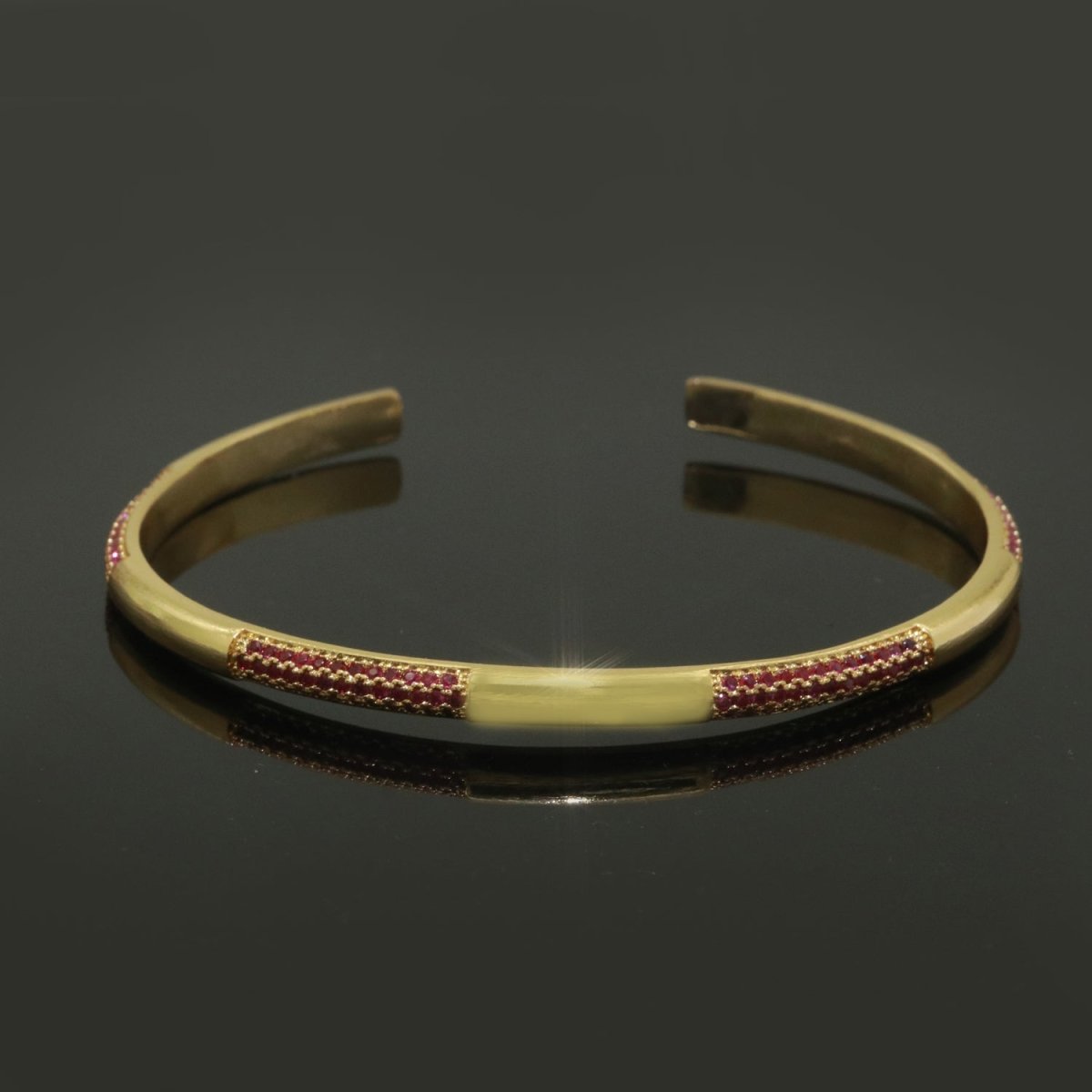 Dainty gold bracelet, thin gold cuff, Pink CZ minimalist jewelry, layering jewelry, gift for her, delicate Bangle bracelet | WA-184 Clearance Pricing