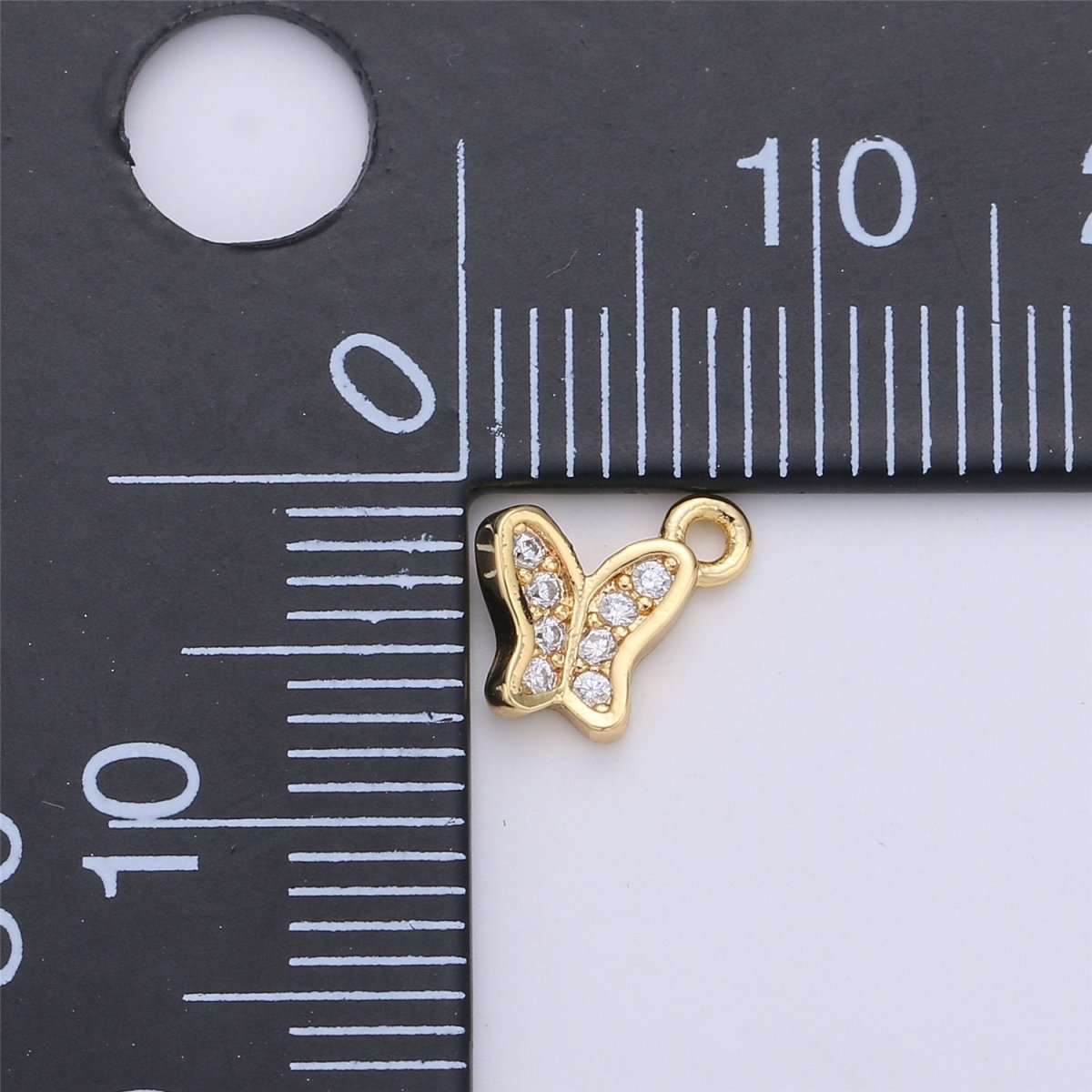 Dainty Gold Butterfly Charm Micro Pave Charm for Bracelet Necklace Earring Component C-674