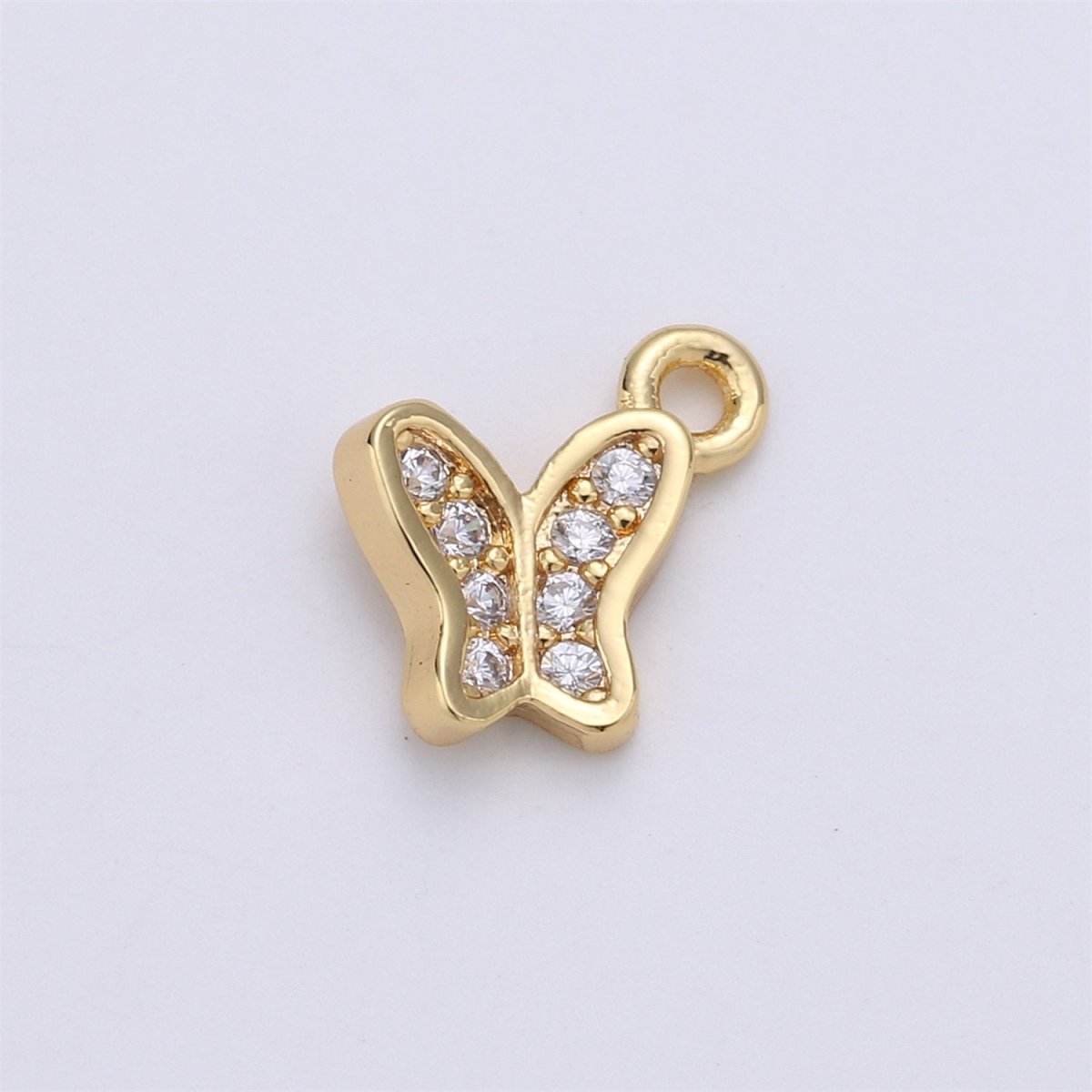 Dainty Gold Butterfly Charm Micro Pave Charm for Bracelet Necklace Earring Component C-674