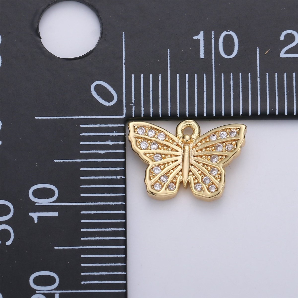 Dainty Gold butterfly Charm w/ Clear Micro Pave Cubic Stone Charm Insect Charm Animal Charm for Bracelet Earring Necklace Charm C-681