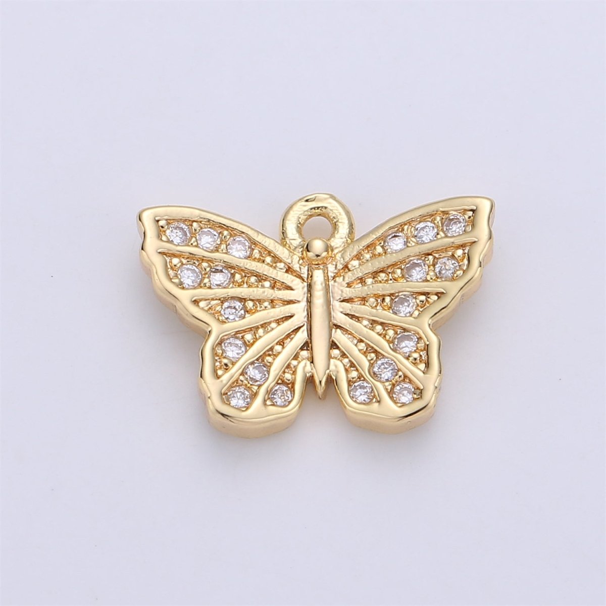 Dainty Gold butterfly Charm w/ Clear Micro Pave Cubic Stone Charm Insect Charm Animal Charm for Bracelet Earring Necklace Charm C-681
