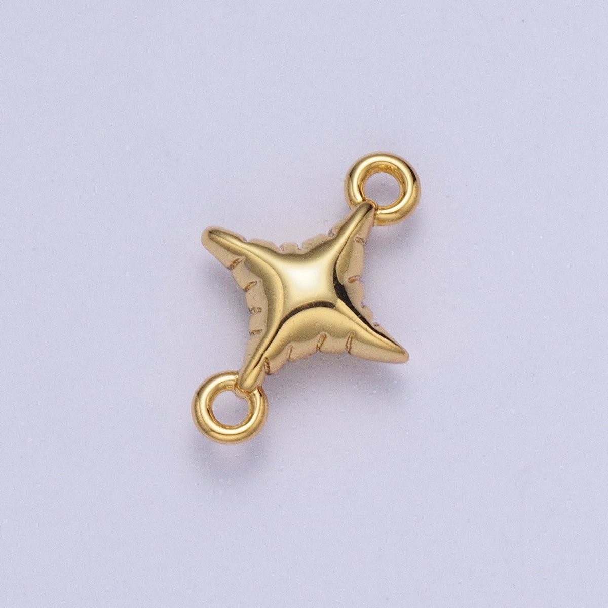 Dainty Gold Celestial North Star Textured Connector Charm Component For Jewelry Making G-528