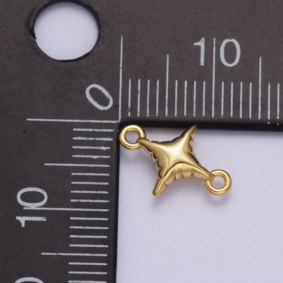 Dainty Gold Celestial North Star Textured Connector Charm Component For Jewelry Making G-528