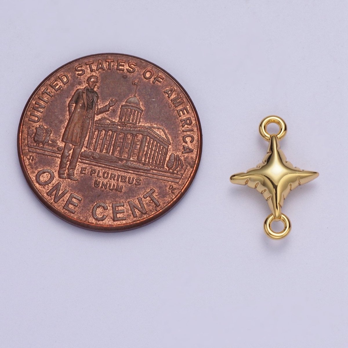 Dainty Gold Celestial North Star Textured Connector Charm Component For Jewelry Making G-528