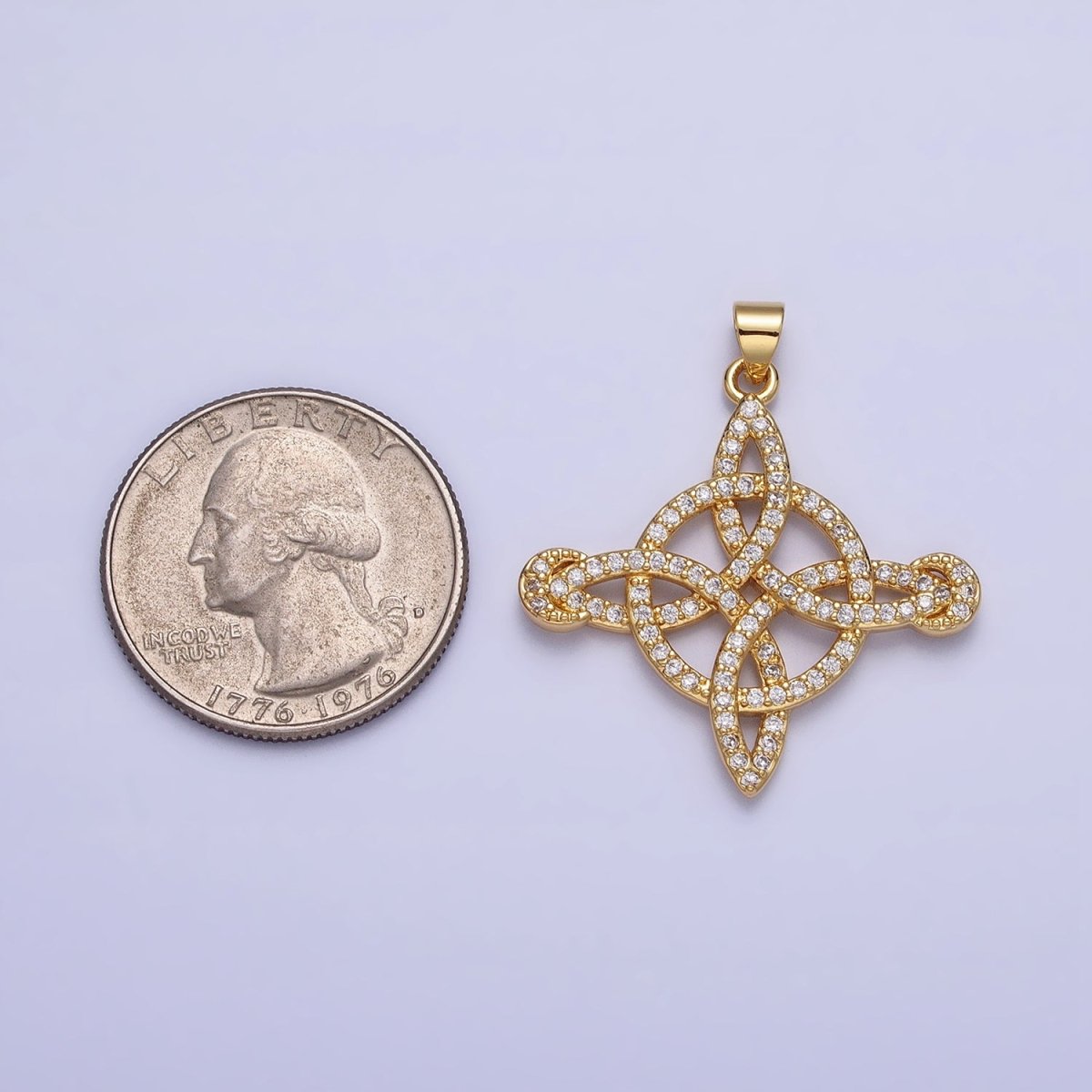 Dainty Gold Celtic Knot Pendant Micro Pave Cz Infinity Cross Charm Eternal Knot Charm AA-143
