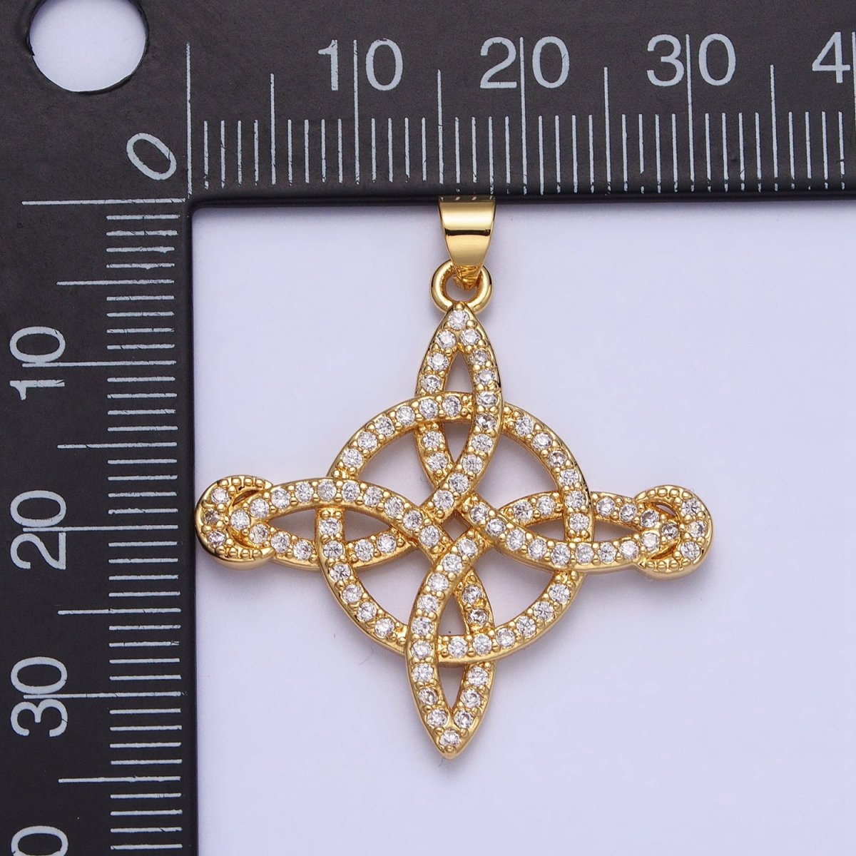 Dainty Gold Celtic Knot Pendant Micro Pave Cz Infinity Cross Charm Eternal Knot Charm AA-143