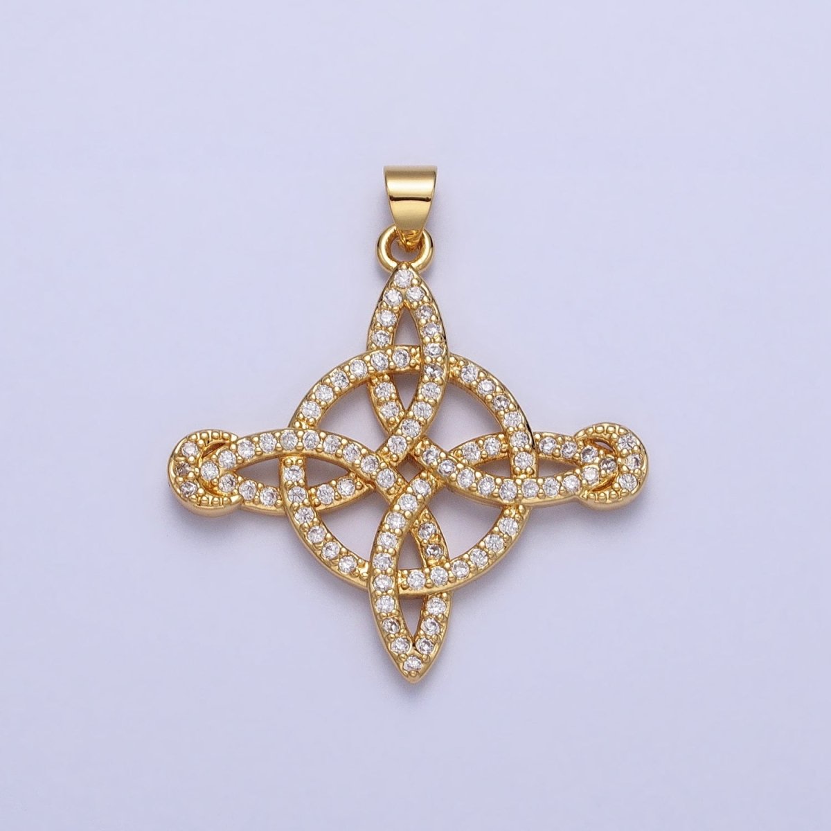 Dainty Gold Celtic Knot Pendant Micro Pave Cz Infinity Cross Charm Eternal Knot Charm AA-143