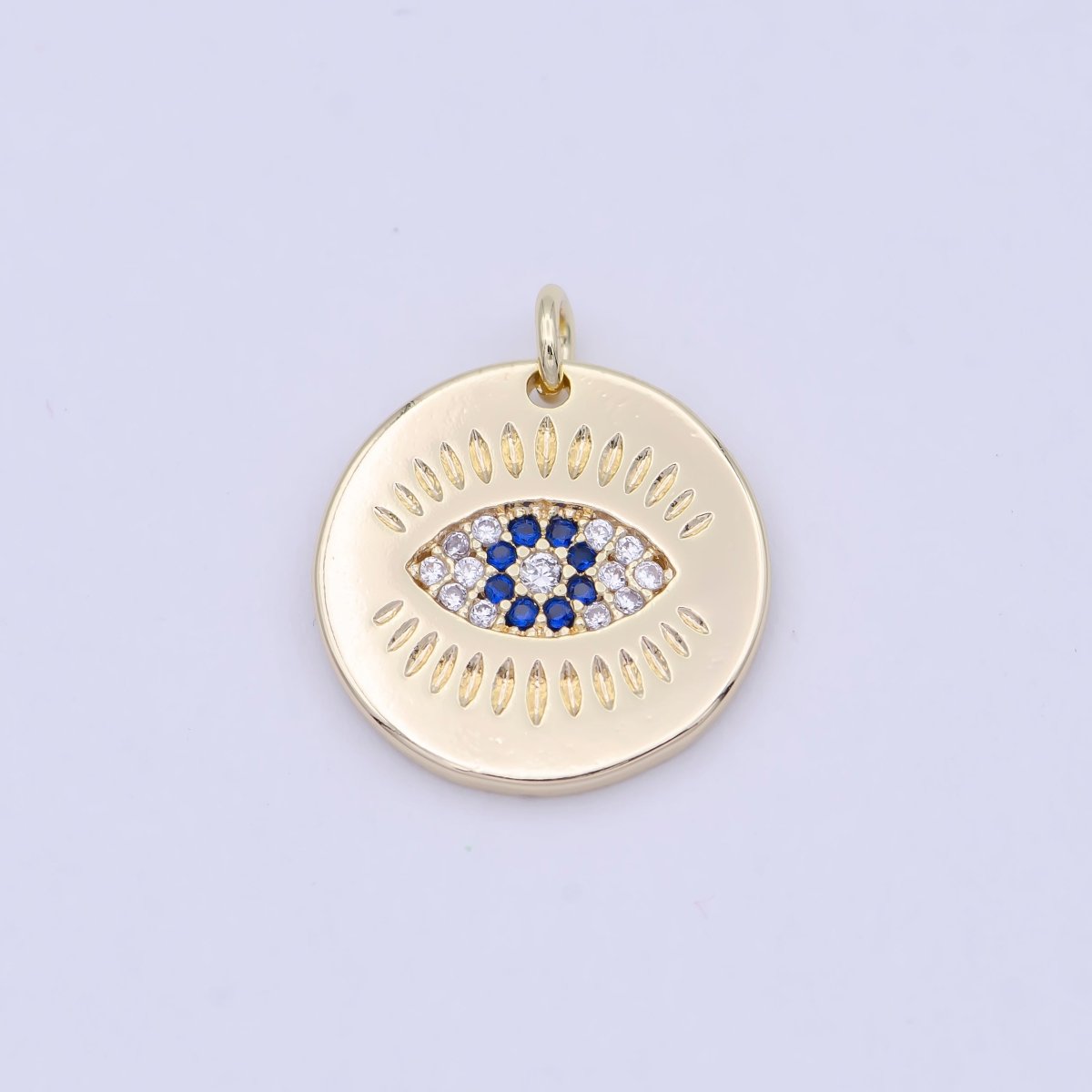 Dainty Gold Coin Evil Eye Charm for Necklace Bracelet Component W-160