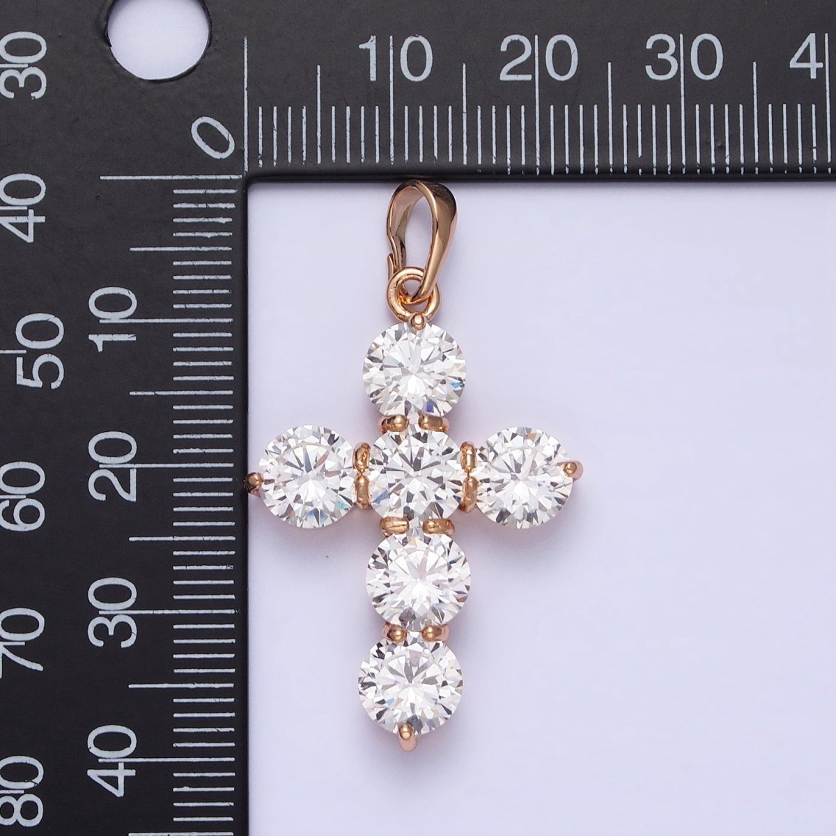 Dainty Gold Cross Cubic Pendant Necklace, 18K Gold Filled CZ Diamond Cross Charm Religious Jewelry Making AA251
