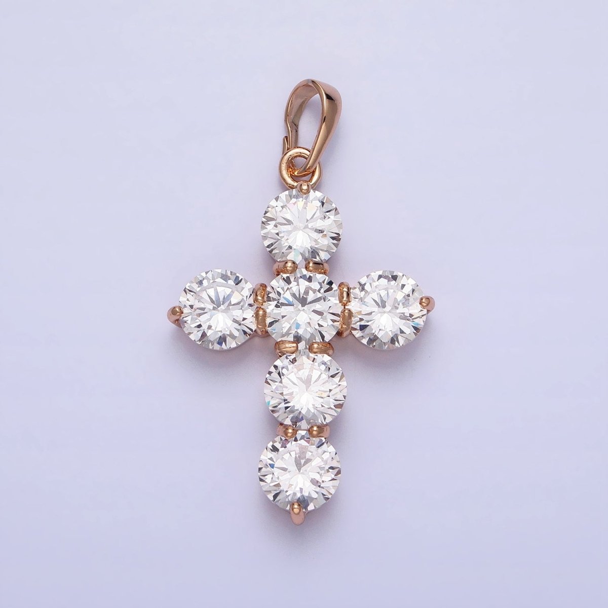 Dainty Gold Cross Cubic Pendant Necklace, 18K Gold Filled CZ Diamond Cross Charm Religious Jewelry Making AA251