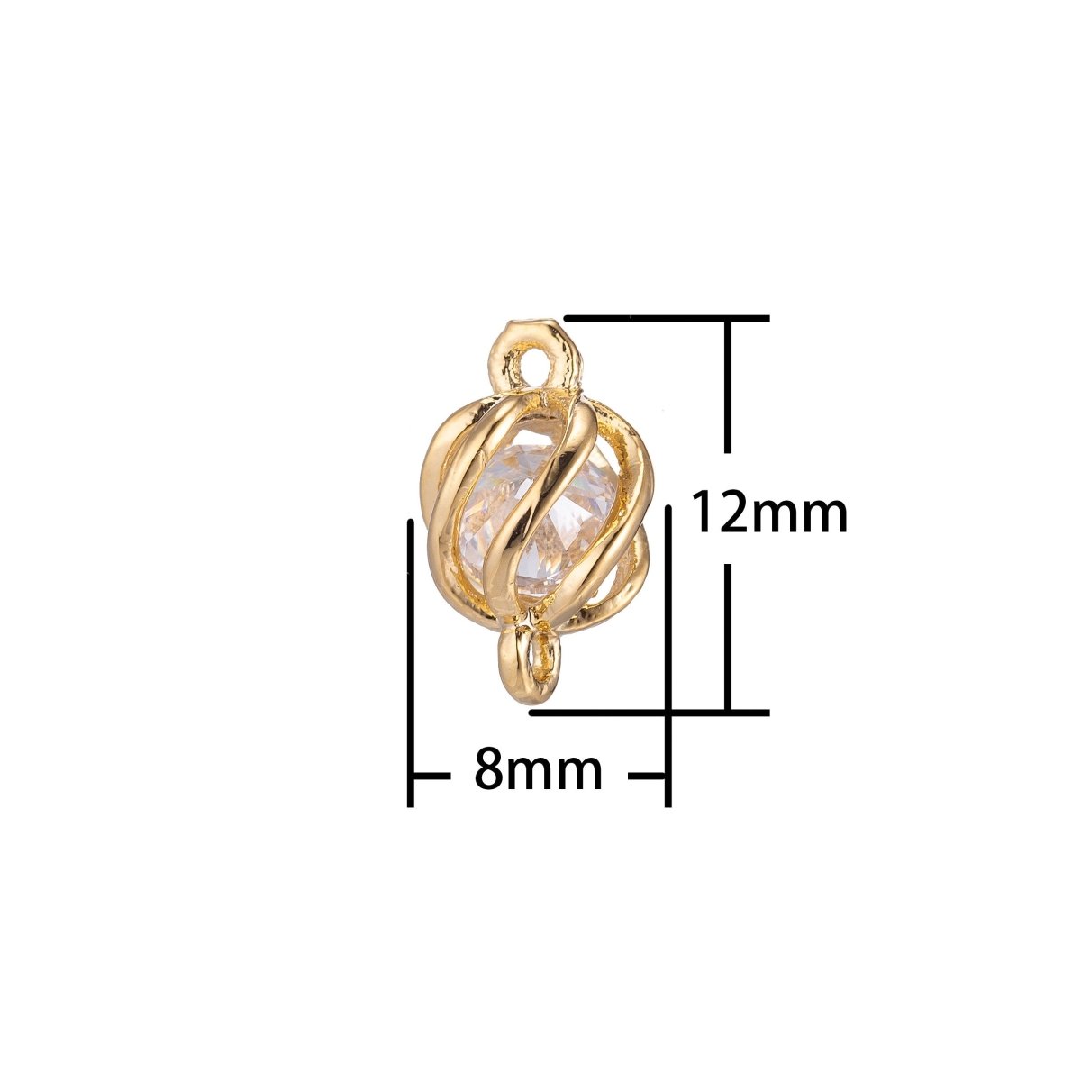 Dainty Gold Crystal Ornament Style Bracelet Connector, Elegant Modern Micro Pave CZ Charm, Stripes Necklace Pendant for Jewelry Making F-736