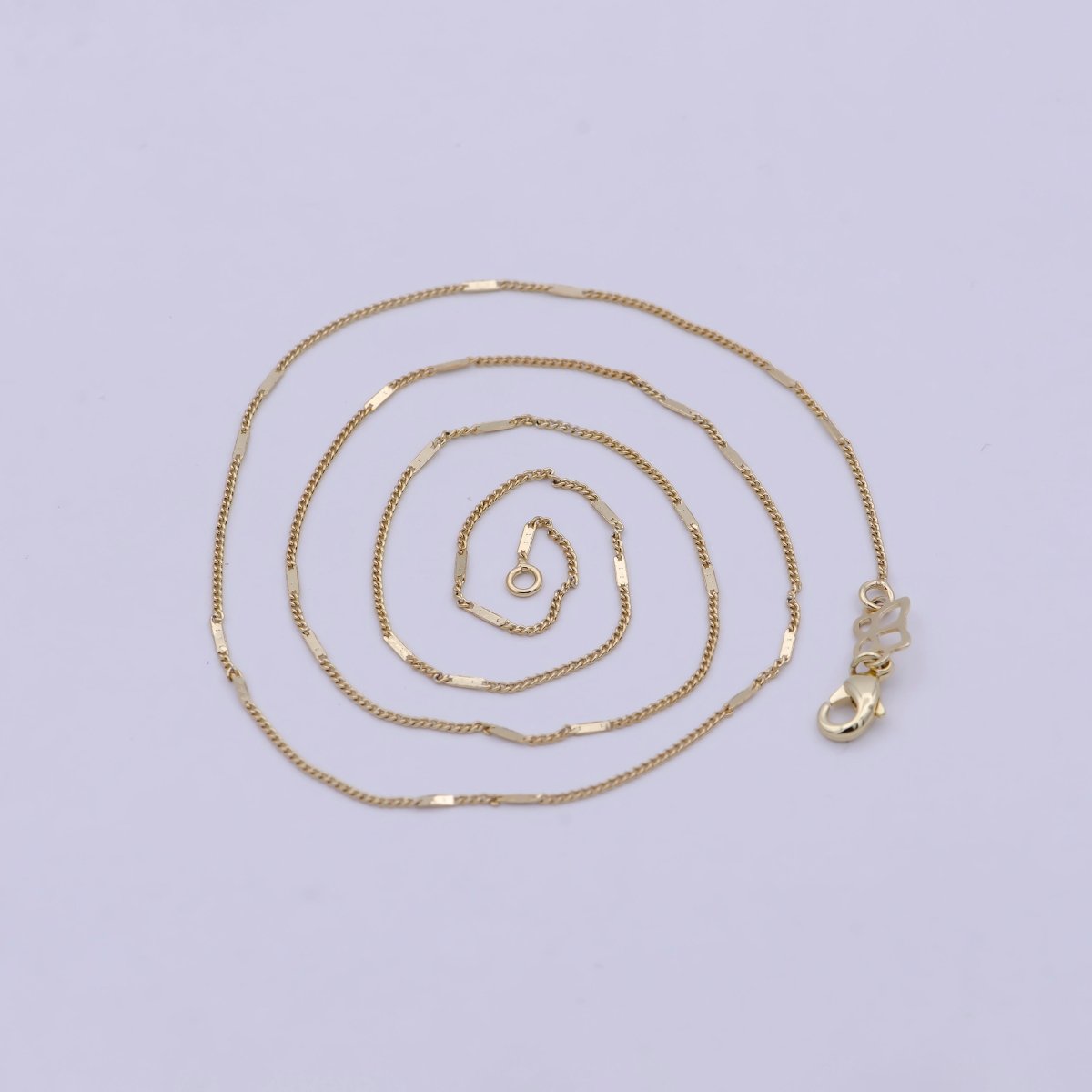 Dainty Gold Curb Chain 0.8 MM Fine 14k Gold Filled Minimalist Chain 17.7" Wholesale Necklace | WA-750 Clearance Pricing