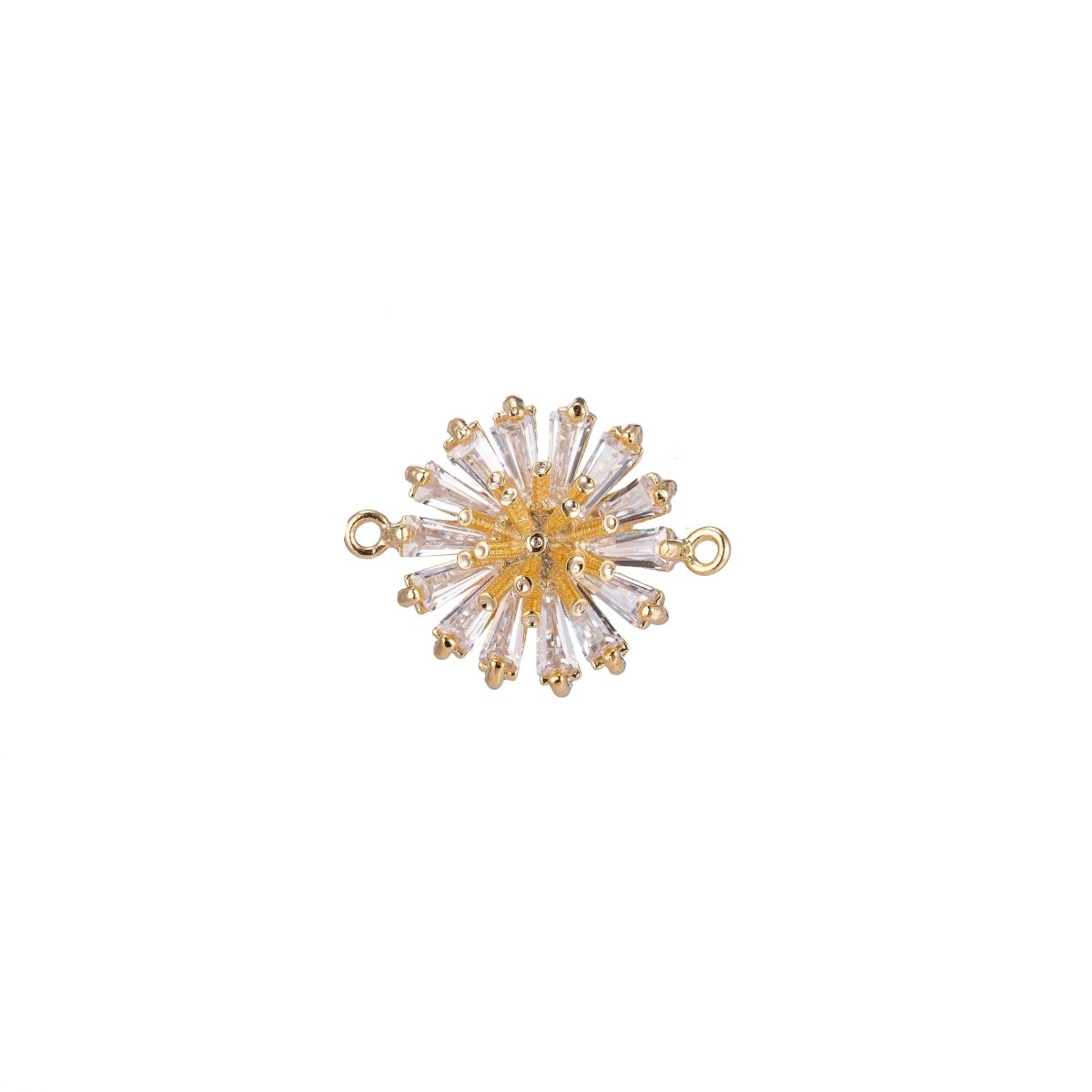 Dainty Gold Daisy Flower Crystal Bracelet Connector, Gorgeous Micro Pave CZ Charm, Nature Inspired Necklace Pendant for Jewelry Making F-739