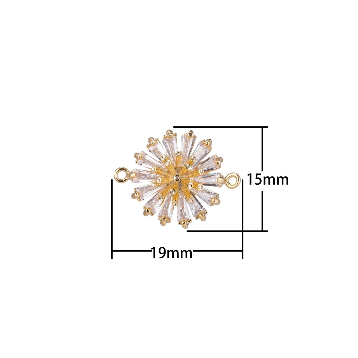 Dainty Gold Daisy Flower Crystal Bracelet Connector, Gorgeous Micro Pave CZ Charm, Nature Inspired Necklace Pendant for Jewelry Making F-739